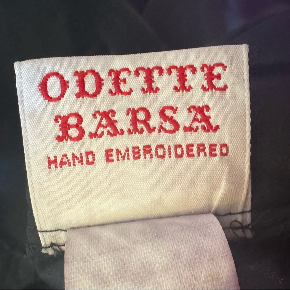 Vtg 60s Odette Barsa Black Half Slip Skirt Lace Trim M/L Embroidered Portugal - Picture 6 of 7